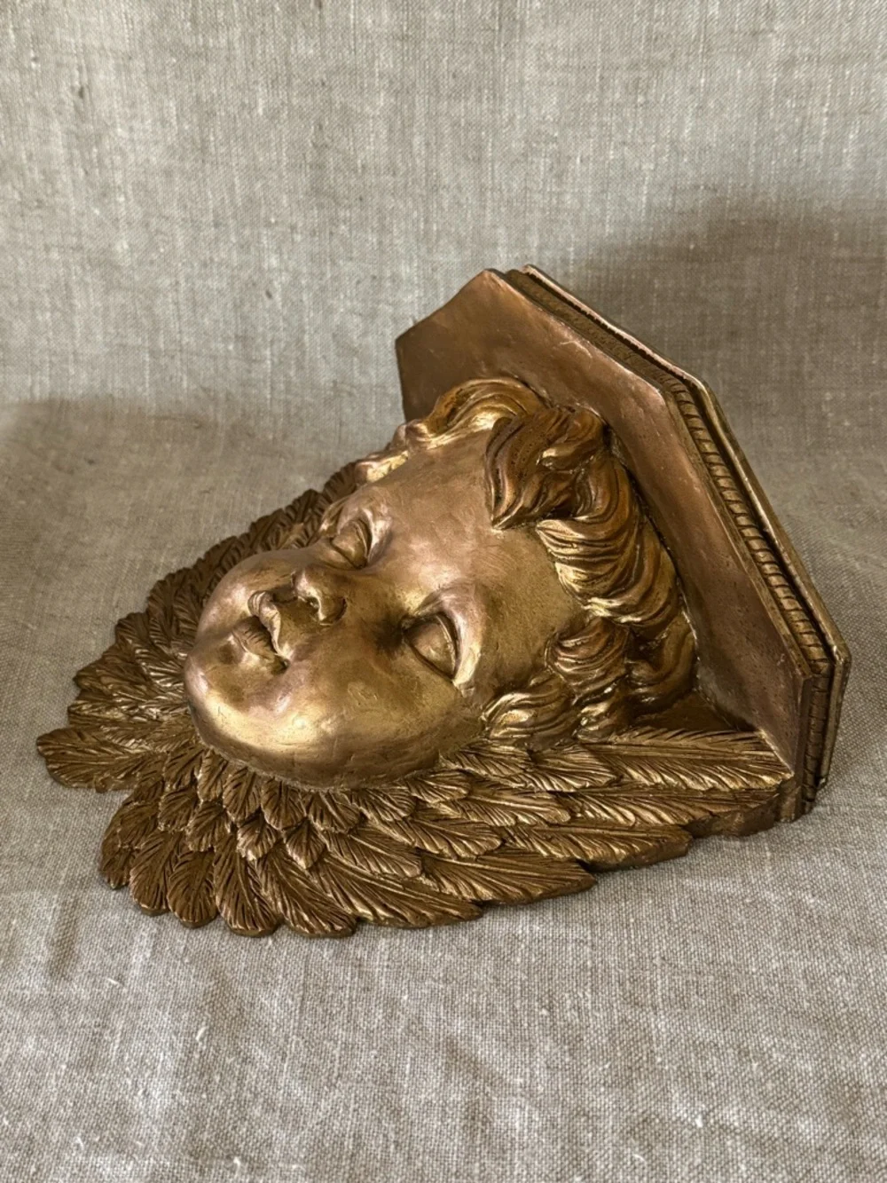 Vintage Gold Cherub Wall Sconce Shelf